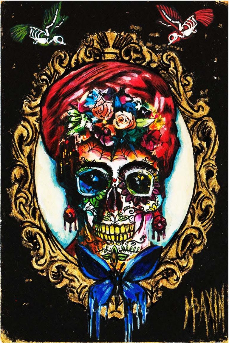 "El Renacer de Frida" 
 Acrílico, acuarela golden, estilógrafo sobre papel algodón / 
12x8 cm /
160€